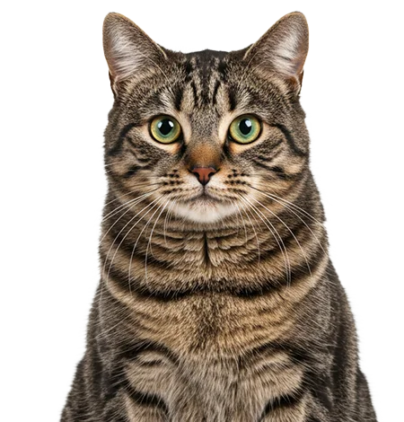 Tabby cat with green eyes